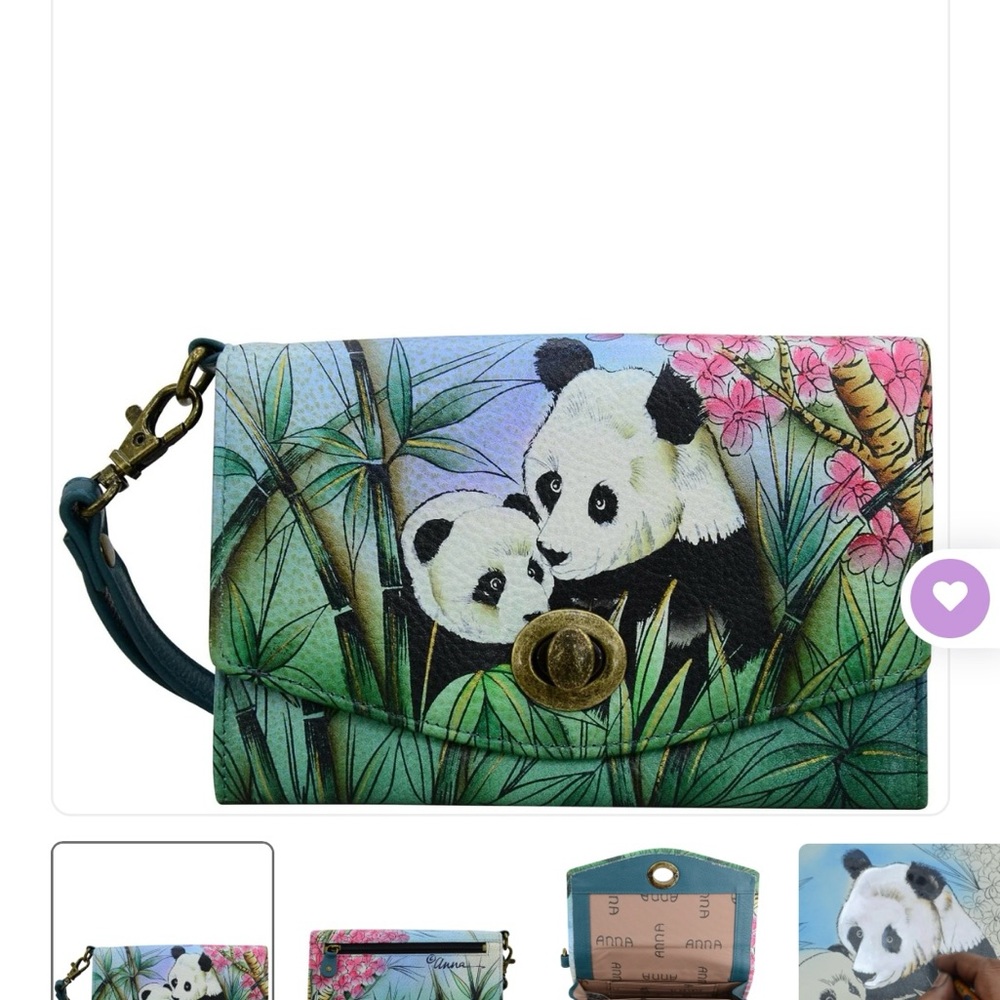 Anuschka Multicolor Panda Design wristlet